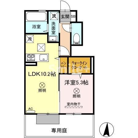 オリーブ(1LDK/1階)の間取り写真