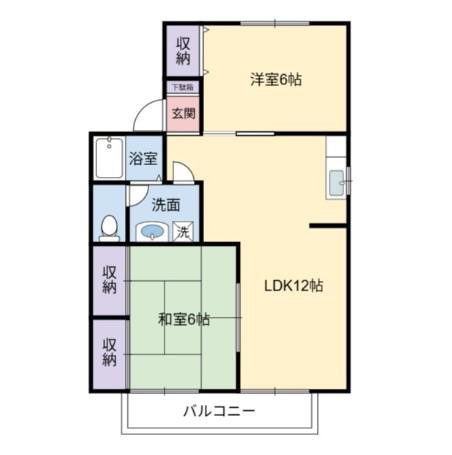 リバーサイド加納B棟(2LDK/2階)の間取り写真