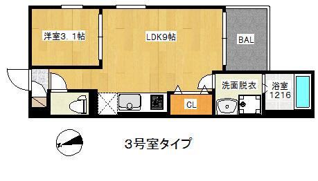 REGAREST鴻池(1LDK/2階)の間取り写真