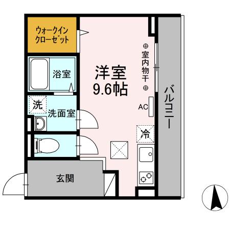 ノーブル スクエア A(ワンルーム/1階)の間取り写真