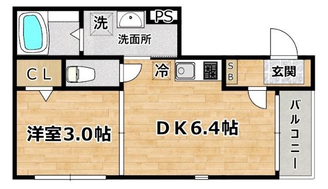 ノザトエトワール(1DK/1階)の間取り写真