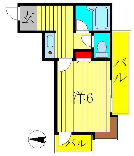ジュネパレス塚本(1K/2階)の間取り写真