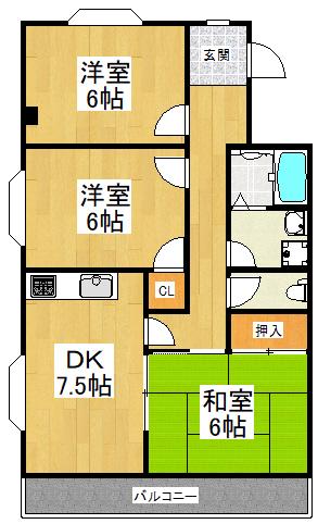 メゾンベルエール(3DK/2階)の間取り写真