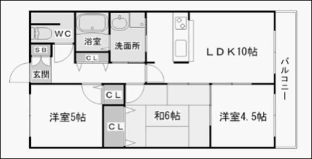 ディアコート喜連東(3LDK/4階)の間取り写真