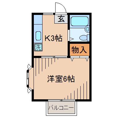 ハマハイツ(1K/2階)の間取り写真