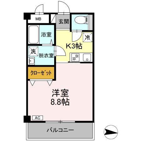 AMENITY COURT(1K/2階)の間取り写真