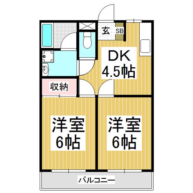パールハイツA・B(2DK/2階)の間取り写真