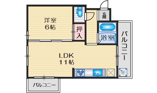 ハイツミドリ(1LDK/2階)の間取り写真