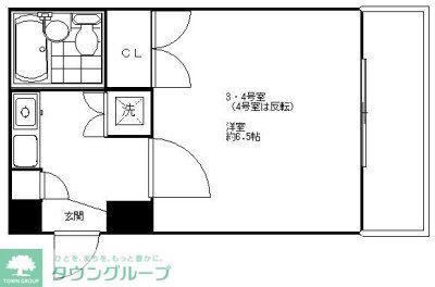 クレストパレス柏(1K/4階)の間取り写真