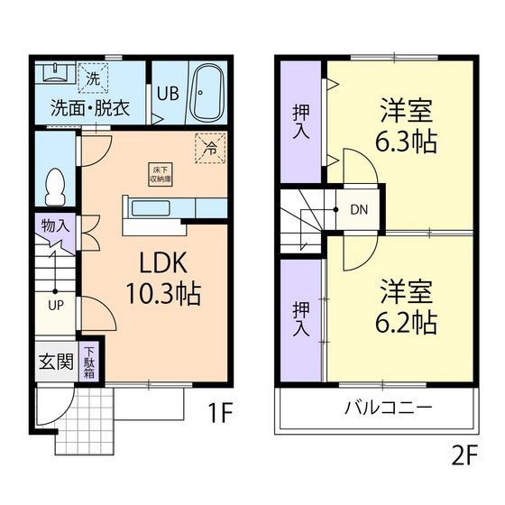 テラスハウス城里(2LDK/1階)の間取り写真