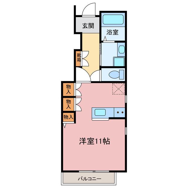 クラシア津乃峰(ワンルーム/1階)の間取り写真