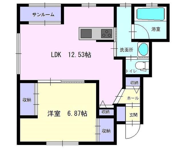 メルティ―テラスB(1LDK/1階)の間取り写真