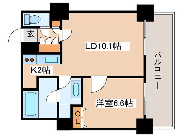 グランドタワー札幌(1LDK/28階)の間取り写真