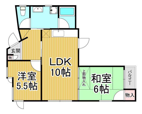 バウアーハウス(2LDK/3階)の間取り写真