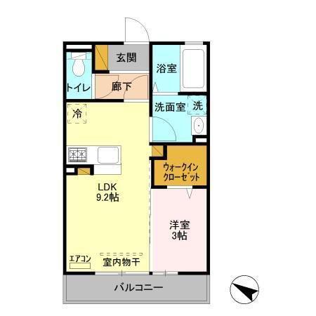 イーストファインヒルズ(1LDK/3階)の間取り写真