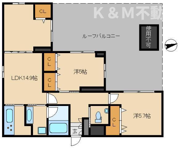コンフォートティファニー(2LDK/4階)の間取り写真