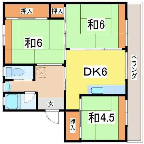 サンコーポラスはるえ 2号棟(3DK/1階)の間取り写真