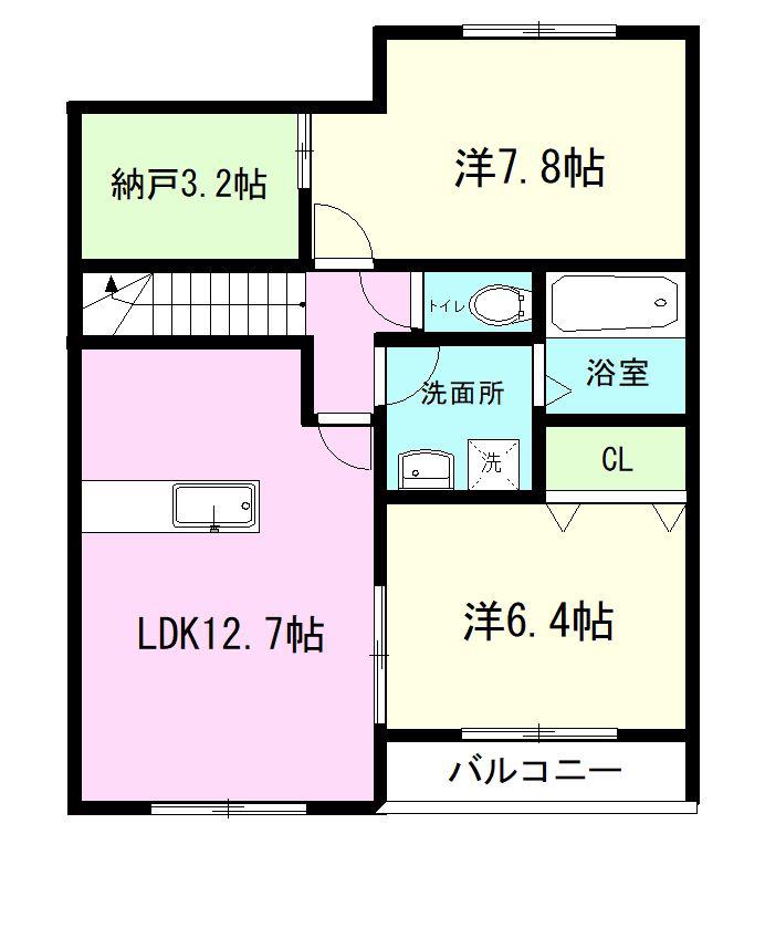 ラシーネII(2LDK/2階)の間取り写真