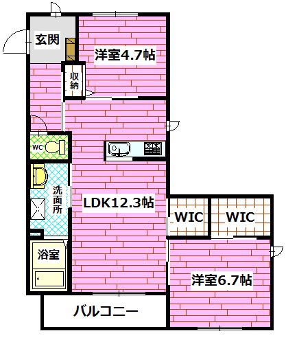 SUN VILLAGE(2LDK/2階)の間取り写真