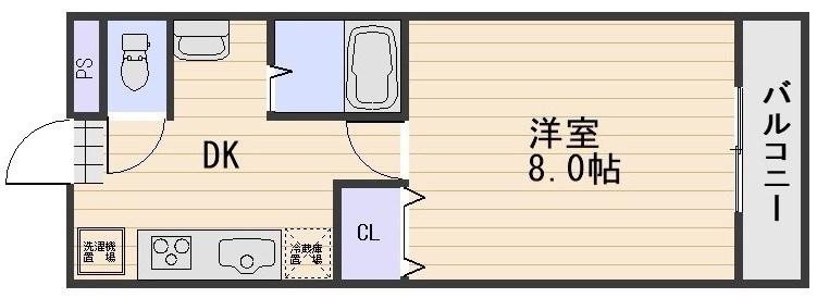 ピア大元駅前(1DK/3階)の間取り写真
