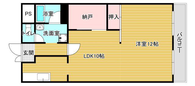 金剛グリーンハイツ(1SLK/1階)の間取り写真