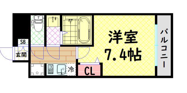 ファステート難波グランプリ(1K/2階)の間取り写真
