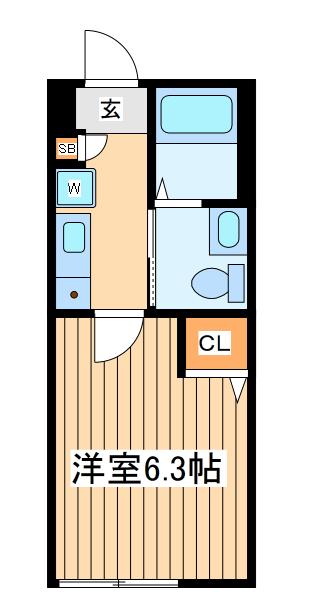 アルブル海老名(1K/1階)の間取り写真