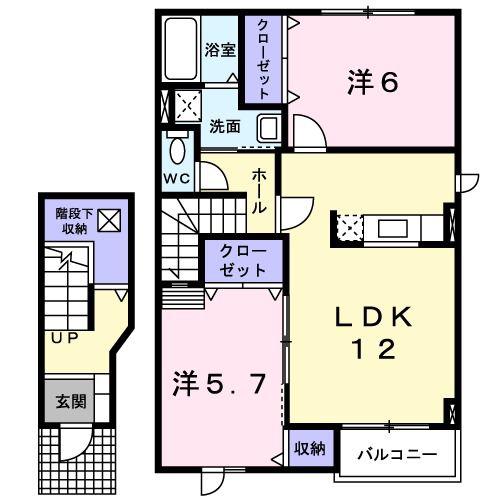 カナールヴィレB(2LDK/2階)の間取り写真