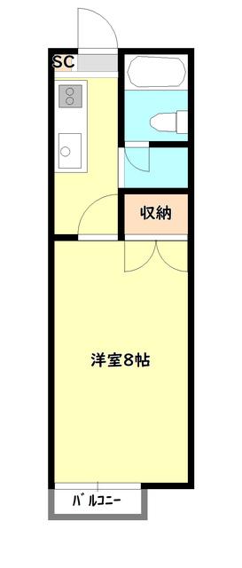 ブルーハウスI(1K/1階)の間取り写真