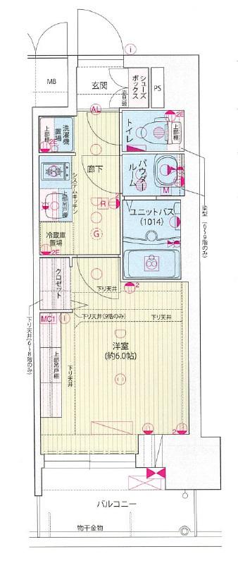 プレサンス九条グランデリーヴ(1K/4階)の間取り写真