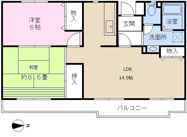 クレール豊中曽根(2LDK/1階)の間取り写真