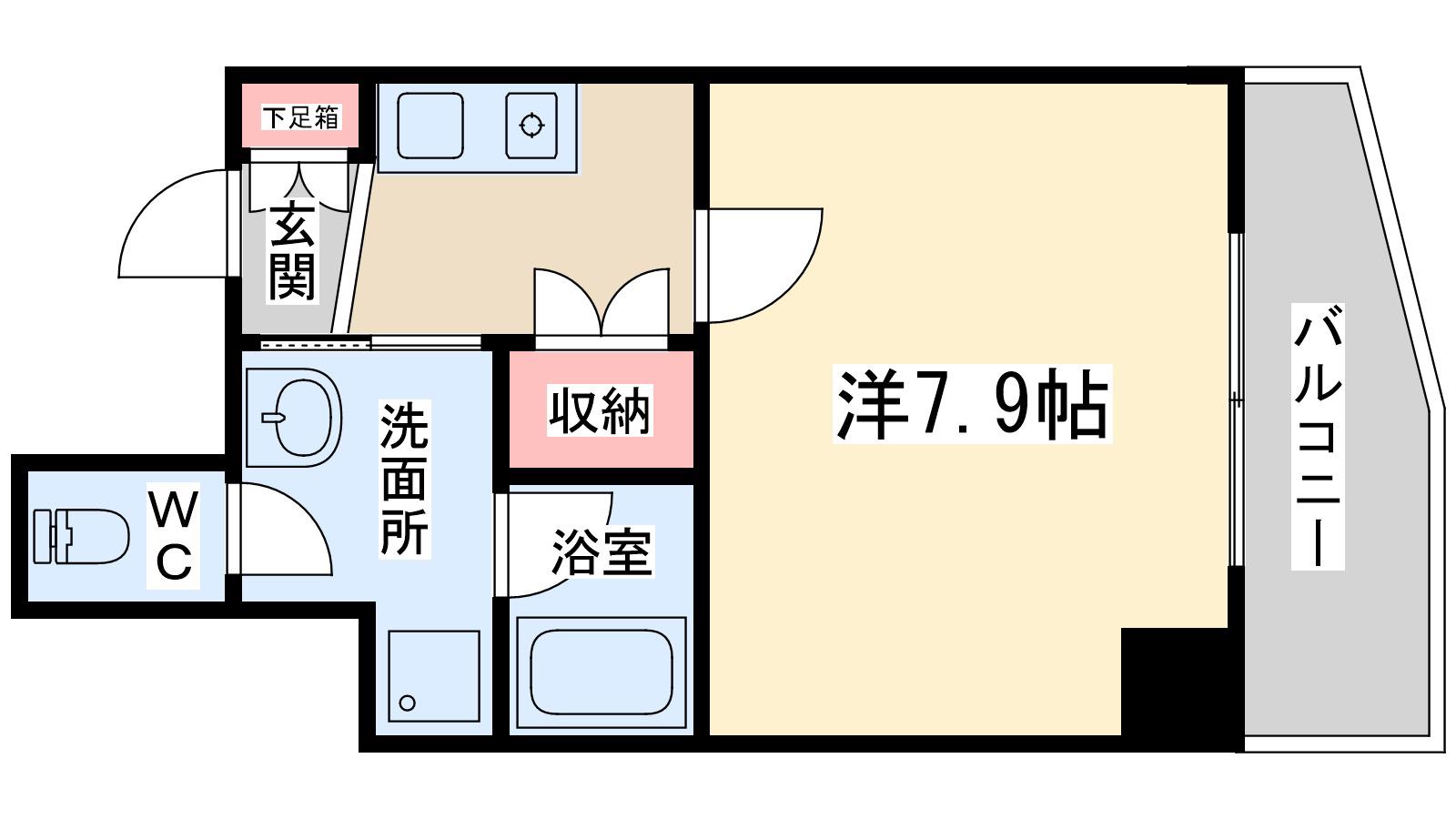 ウィンベル同心(1K/3階)の間取り写真