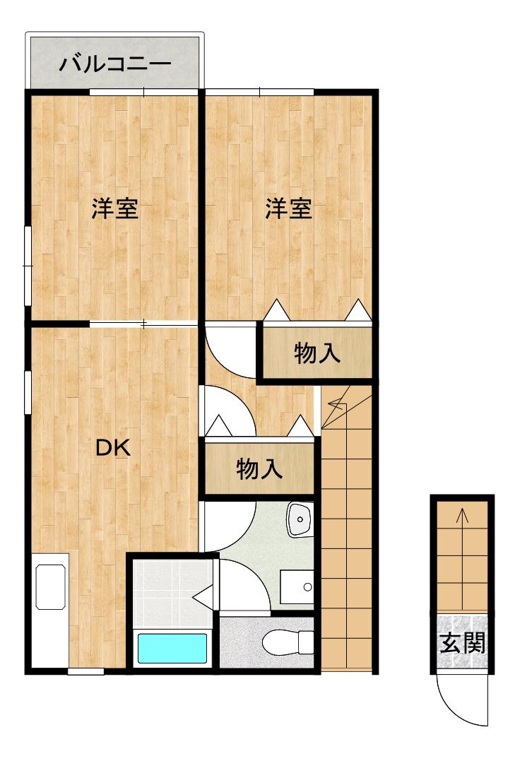 メゾンプログレッソA(2DK/2階)の間取り写真