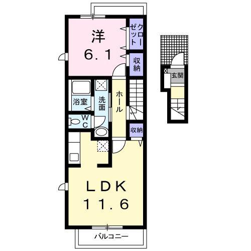 LALA・HOUSE・キノウチ(1LDK/2階)の間取り写真