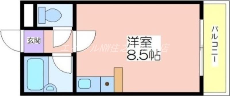 シャトレーヌ北島(ワンルーム/1階)の間取り写真