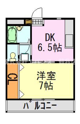 ラインヴィラ今井(1DK/2階)の間取り写真