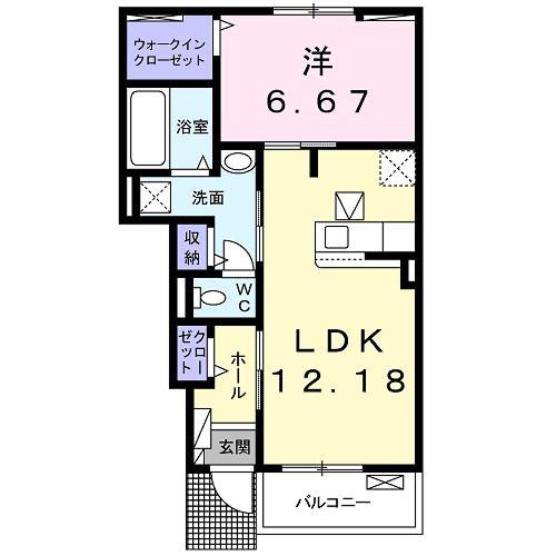 ココットヤギ(1LDK/1階)の間取り写真