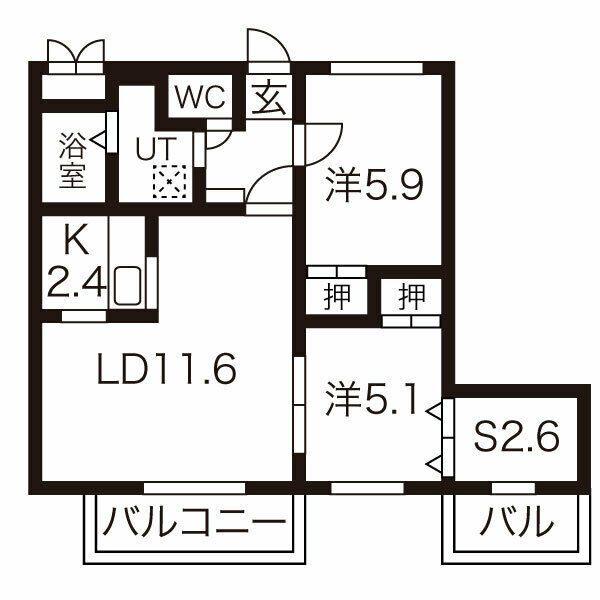 プレシャス福住(2LDK/5階)の間取り写真