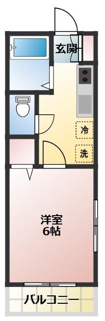 エリアN(1K/2階)の間取り写真