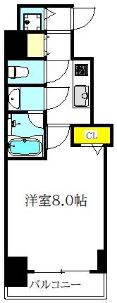 S-RESIDENCE谷町五丁目(1K/13階)の間取り写真