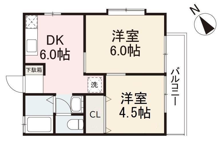 Tメーゾン(2DK/1階)の間取り写真
