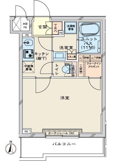 ルーブル川崎鷺沼(1K/2階)の間取り写真