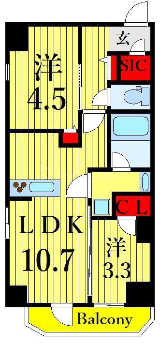 S-RESIDENCE瑞江(1SLDK/4階)の間取り写真