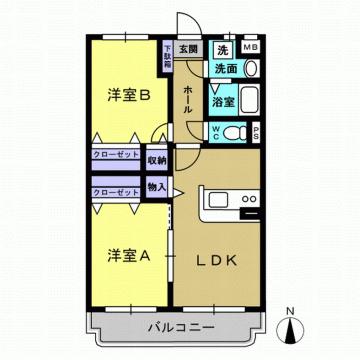 ユーミーEBINUMA(2LDK/1階)の間取り写真