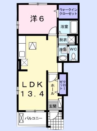 メゾンジュネスC(1LDK/1階)の間取り写真