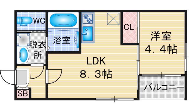 ラフテルR・Y(1LDK/2階)の間取り写真
