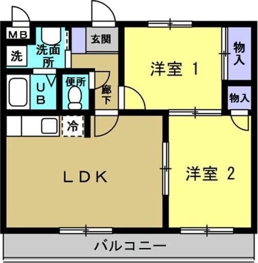 AAB茜ハイツ(2LDK/2階)の間取り写真