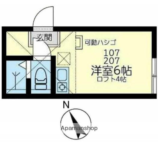 ユナイト幸シェリーメイ(ワンルーム/1階)の間取り写真