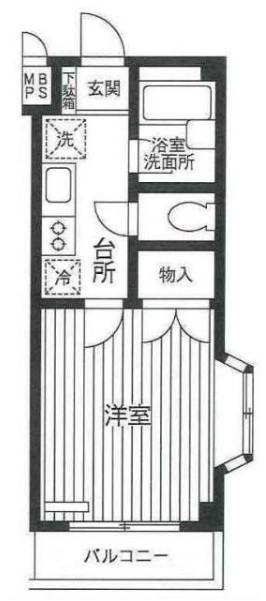 ハイム京浜(1K/2階)の間取り写真