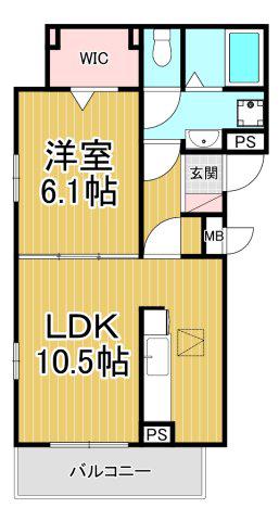 エクラ宝塚(1LDK/2階)の間取り写真